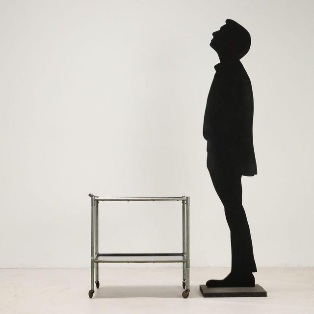 Service Trolley with black opaline glass and acrylic glass top, chromed aluminium structure. This piece is attributed to...
