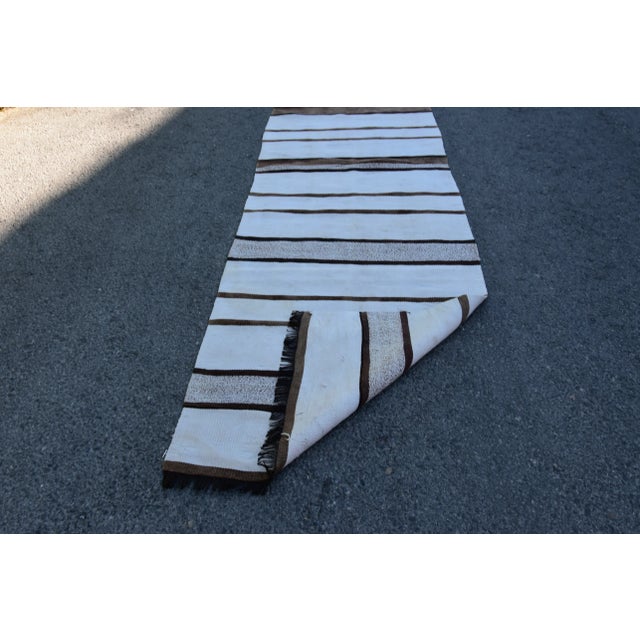 1970s 1970s Scandinavian Hand Knotted White Runner Rug For Sale - Image 5 of 11