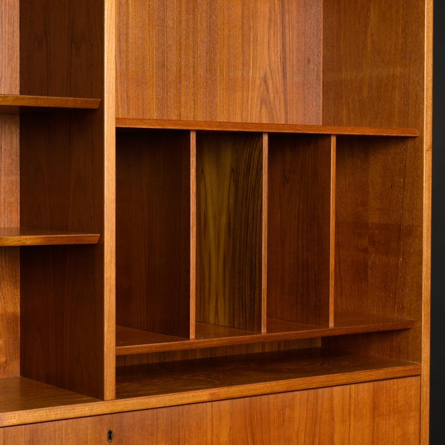 Poul Hundevad Teak Two-Piece Cabinet, Bookcase & Drop-Front Secretary, Denmark For Sale - Image 9 of 16