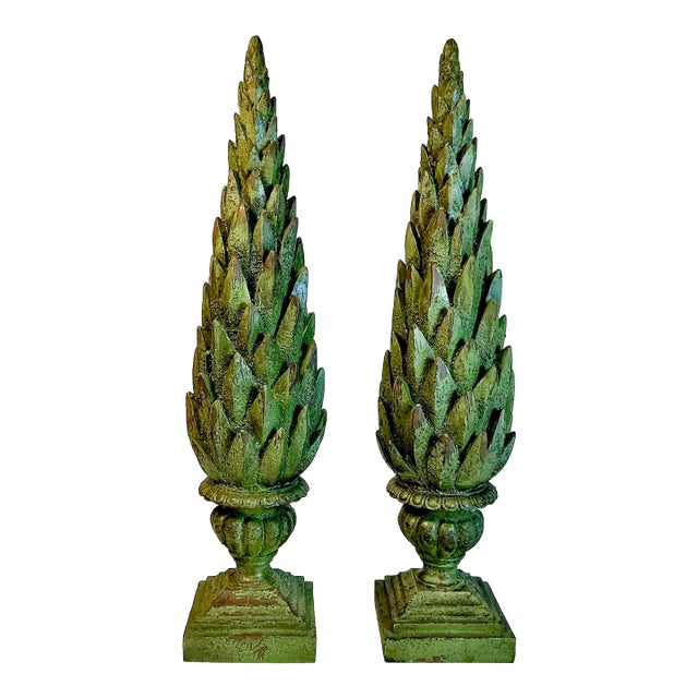 Mid-Century Neoclassical Hollywood Regency Greek Laurel Tree Topiaries - A Pair For Sale