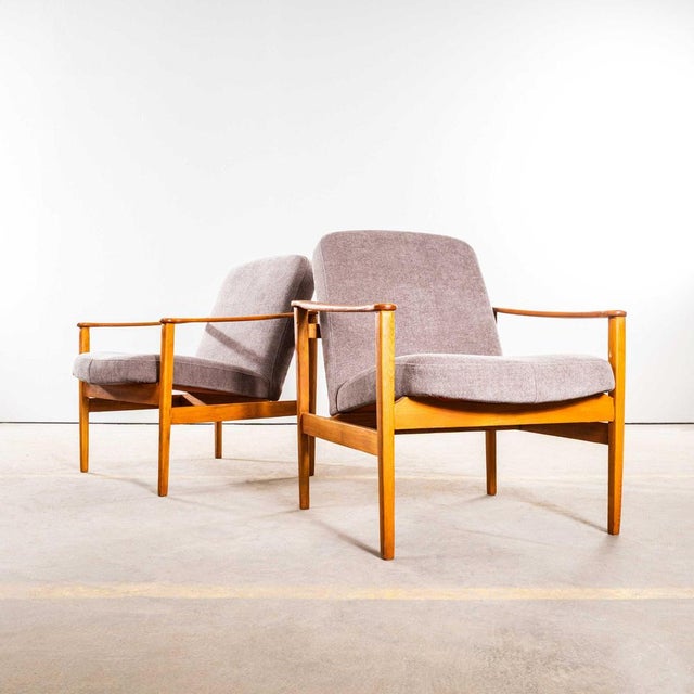 Mid-Century Grey Brushed Cotton Upholstered Armchair, 1950s For Sale - Image 9 of 9