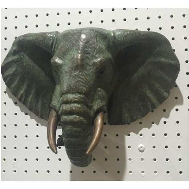 Mid-Century Modern Pair of Bronze Elephant Heads For Sale - Image 4 of 9