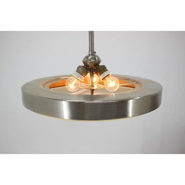 Glass Chrome and Glass Bauhaus Pendant Lamp, 1930s For Sale - Image 7 of 8