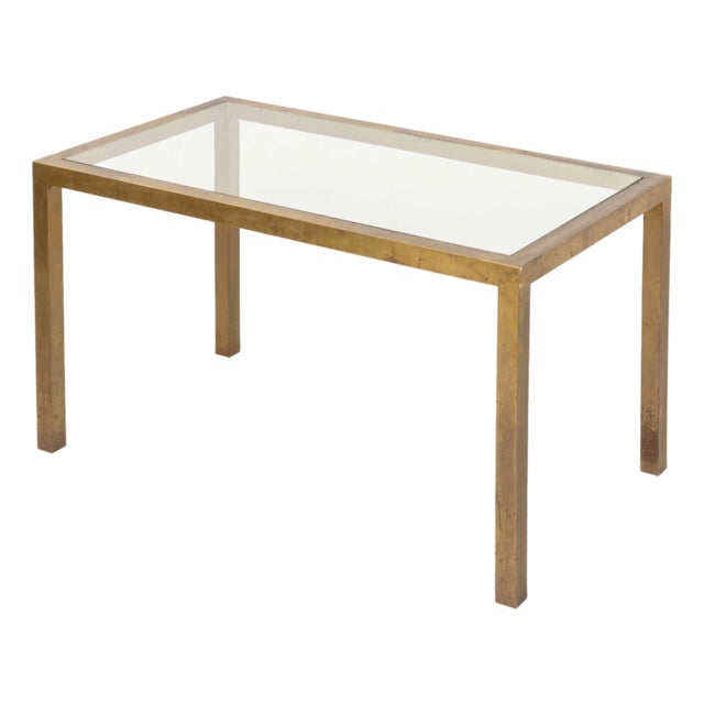 Modern Glass Top Brass Dining Table For Sale