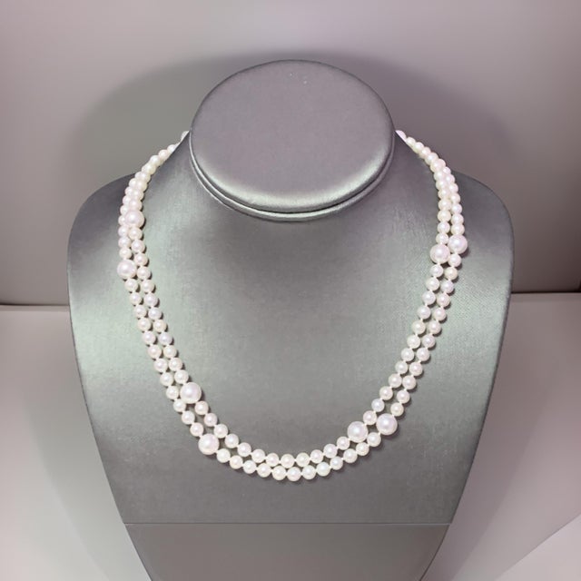 Akoya Pearl Necklace 14k Yellow Gold 37.25" 8.5 mm Certified For Sale - Image 4 of 14