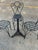 American 1990s Wrought Iron Decorative Patio Set Stone Top Table and 4 Chairs For Sale - Image 3 of 7