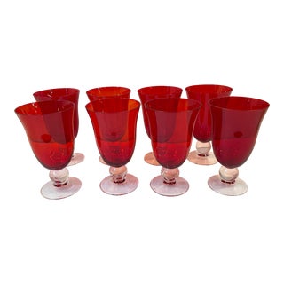 Vintage Lenox Ruby Red Wine or Water Goblets - Set of 8 For Sale