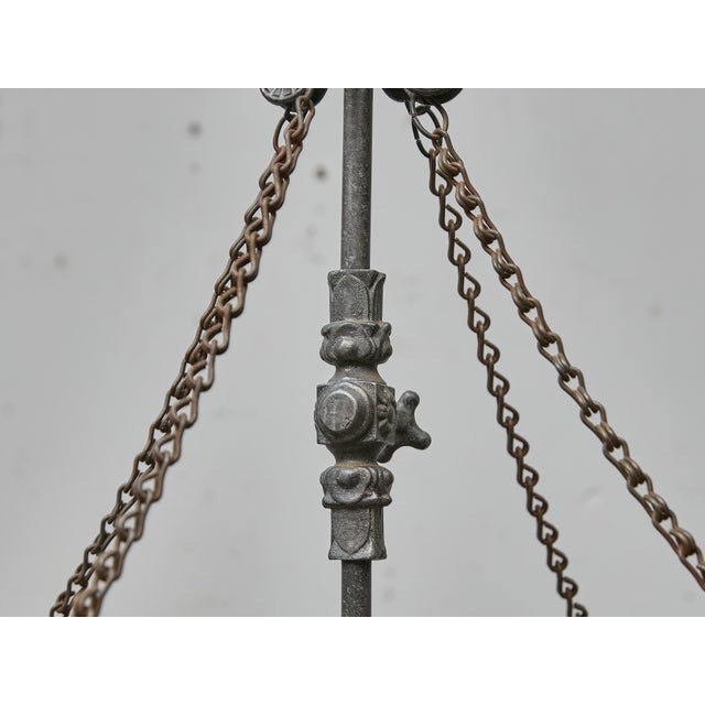 Large French Industrial Iron Chandelier With 12 Lights, Circa 1920 - Us Wired For Sale - Image 9 of 18