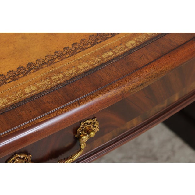 Maitland Smith Leather Top Oval Partners Desk For Sale - Image 16 of 18