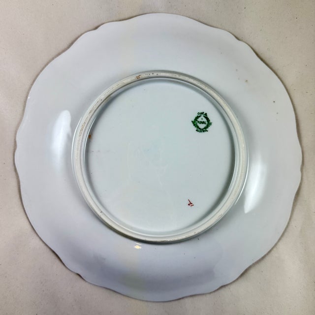 Royal Austria Porcelain Hand Painted Thistle Wall Plate, Signed For Sale - Image 9 of 10