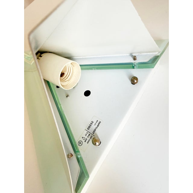 Vintage Postmodern Acrylic and Metal White Triangular Wall Lamp by Happy Light, 1980s For Sale - Image 12 of 17