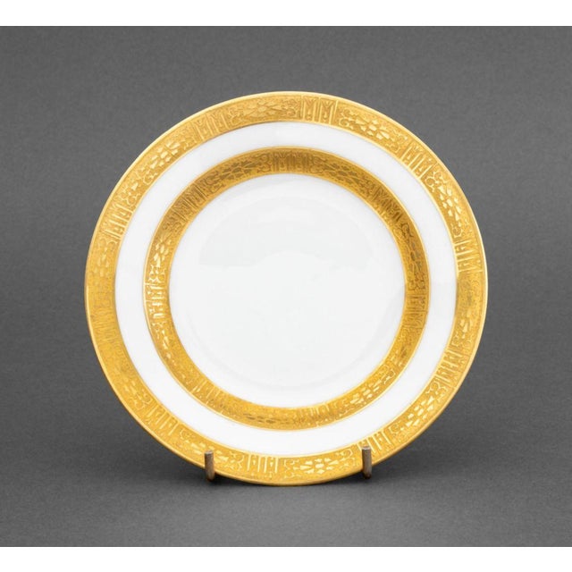 English Ovington Bros. Gilt Encrusted Porcelain Plates, 12 For Sale - Image 3 of 6