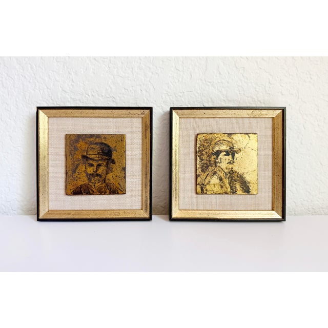 Dandy Portraits in Gold Leaf, Framed, 1950s For Sale - Image 9 of 12