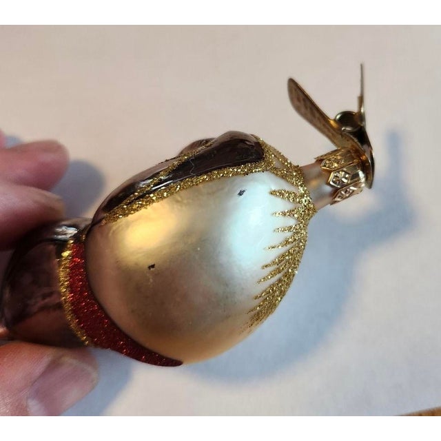 Vintage 1970s Songbird Clip-On Hand Blown Christmas Ornament With Gold Micca For Sale - Image 11 of 11