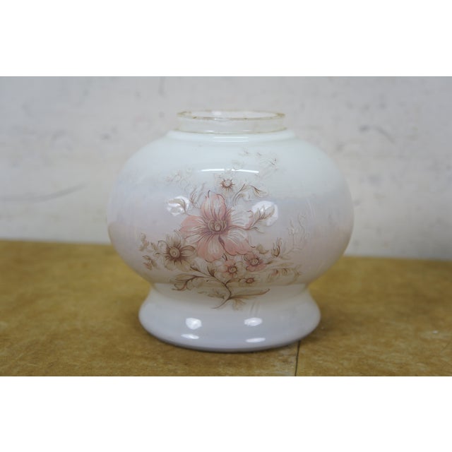 1970's Aladdin #23 Milk Glass Floral Kerosene Hurricane Oil Lamp Lantern 21" For Sale - Image 14 of 15