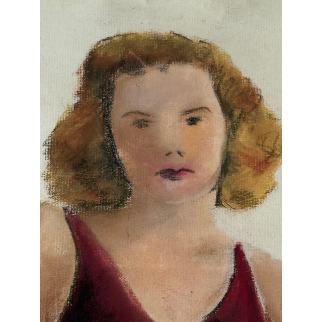 Mid-Century Modern 1945 Figure Study Drawing Pastel and Pencil on Paper 19x25 For Sale - Image 3 of 7