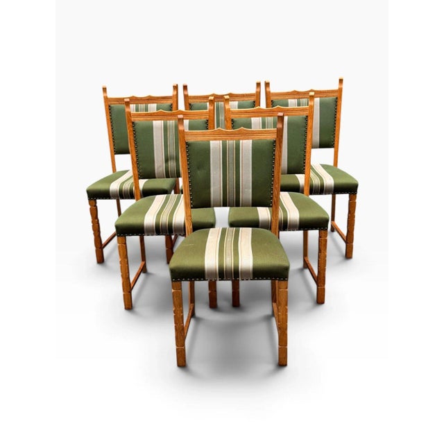 Mid-Century Modern Set of Six Danish Oak Dining Chairs by Henning Kjærnulf For Sale - Image 3 of 16