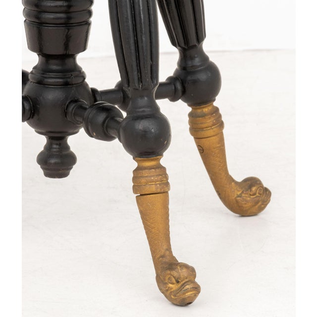 Victorian Ebonized Circular Piano Stool, Ca. 1900 For Sale - Image 4 of 6