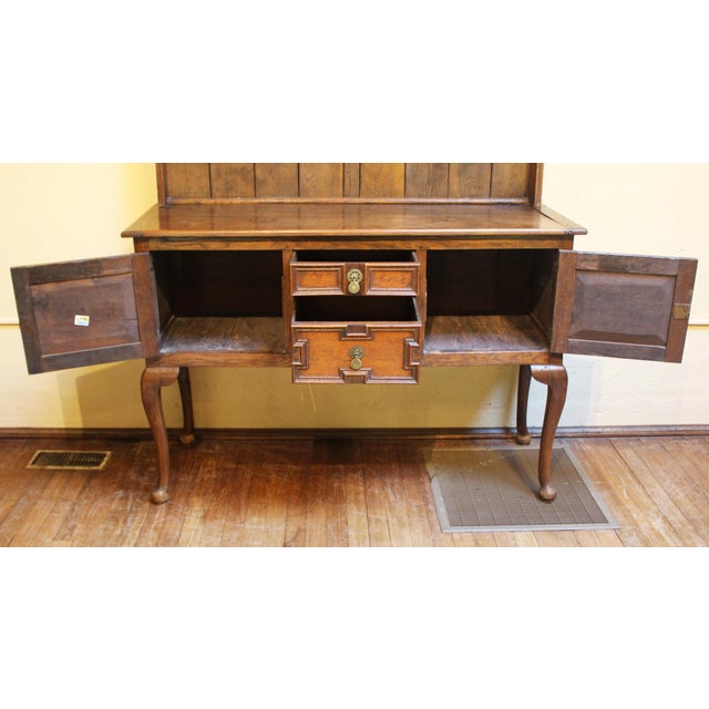 Wood Circa 1860-80 English Queen Anne Style Oak Dresser For Sale - Image 7 of 16
