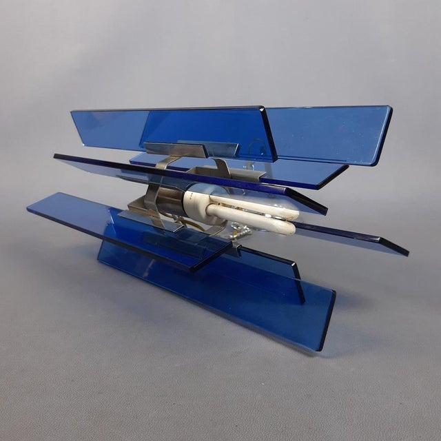 Blue Glass Plate Pendant Light by Antonio Lupi, 1970s For Sale - Image 10 of 18