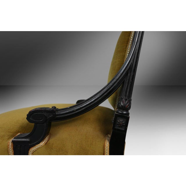 Wood Empire French Black Wood and Velvet Armchair, 1850s For Sale - Image 7 of 12