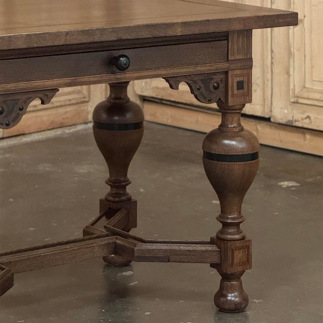 19th Century Dutch Jacobean Style Oak Table With Ebonized Trim For Sale - Image 10 of 18