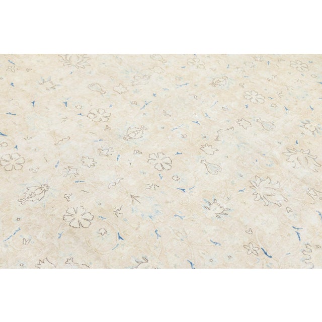 Textile Antique Kerman Persian Wool Rug Neutral Blue and Ivory - Classic All-Over Floral For Sale - Image 7 of 11