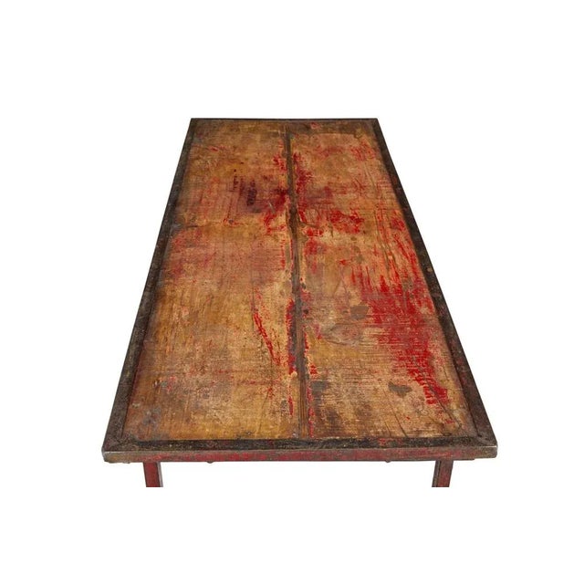 Rustic French Painted Folding Metalwork Table, 1920s For Sale - Image 3 of 9
