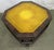 Antique rolling end table with an intact yellow leather top with printed edging. On all four corners of this table, there...