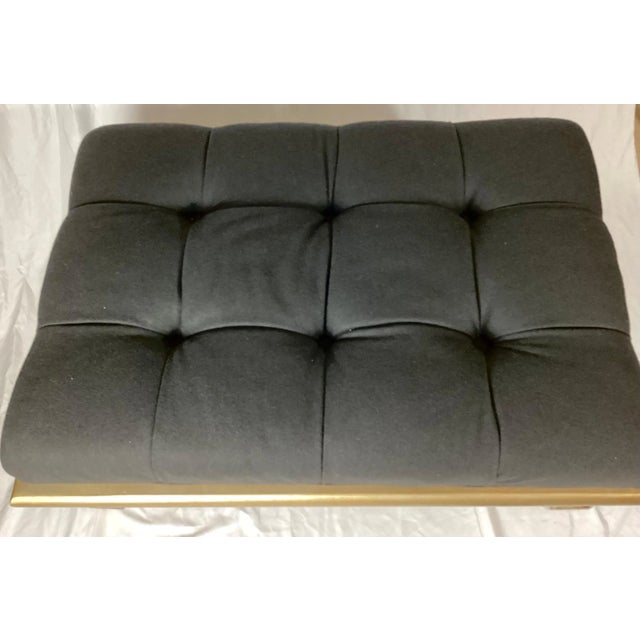 Gray Vanguard Lytton Ottoman with Gray Flannel Tufted Seat & Metallic Gold Base For Sale - Image 8 of 11