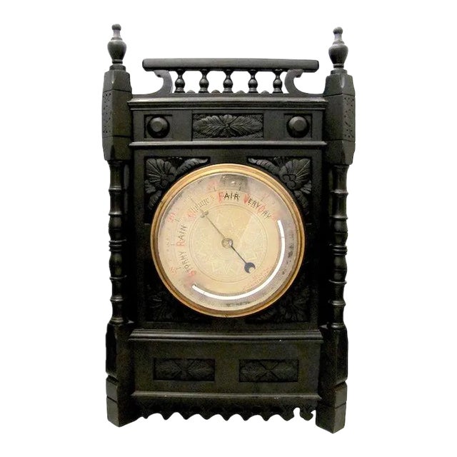 Ebonized Wooden Barometer For Sale