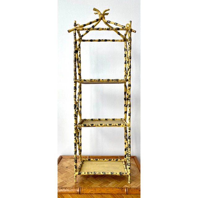 Metal Italian Faux Bamboo Leopard Tole Etagere For Sale - Image 7 of 10