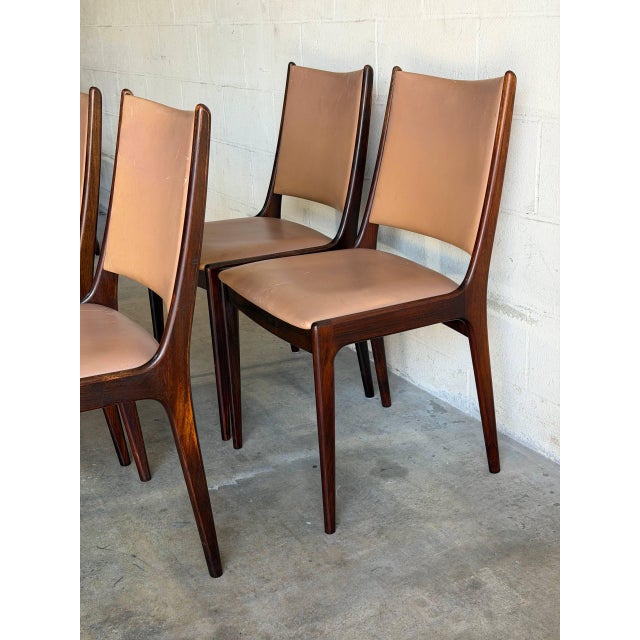 1960s Johannes Andersen Rosewood Dining Chairs Set of 6 Leather Seating Denmark 1960s For Sale - Image 5 of 10