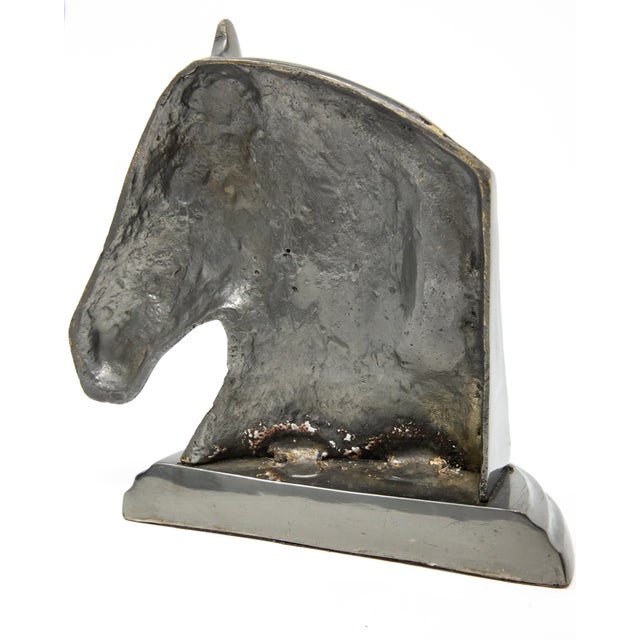 Chrome Horse Head Metal Bookends - a Pair For Sale - Image 8 of 13