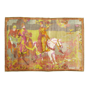 Zabihi Collection Fluorescent Color Karabagh Pictorial Rug