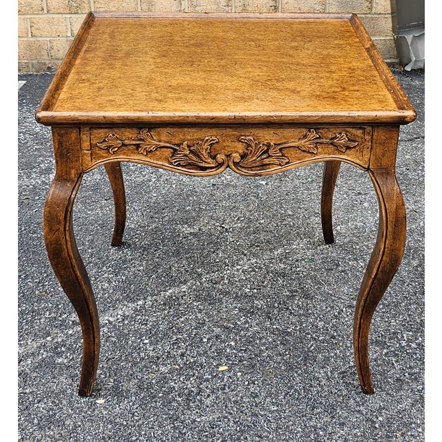Provincial Style Carved Fruitwood Single-Drawer Side Table For Sale - Image 4 of 10