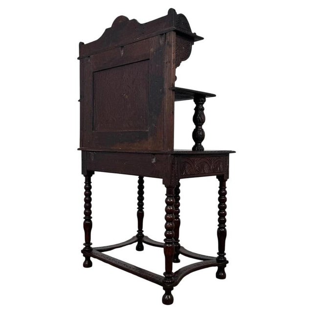 19th Century English Bobbin-Turned Oak Side Table For Sale - Image 6 of 12