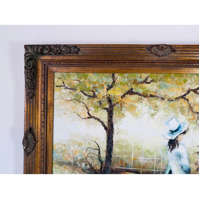 1960s Vintage Harrison E. Clark Impressionist Woman in Garden Oil on Canvas Painting, Framed For Sale In Miami - Image 6 of 12