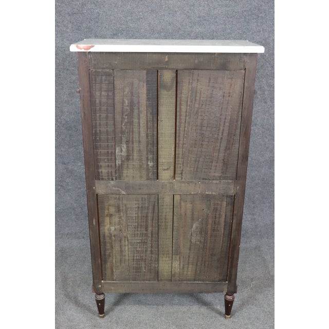 Antique French Louis XVI Style Marble Top Brass Mounted 7 Drawer High Chest For Sale In Philadelphia - Image 6 of 13