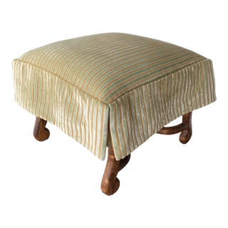 Kreiss Foot Stool or Ottoman With Rose Tarlow Striped Velvet Fabric For Sale