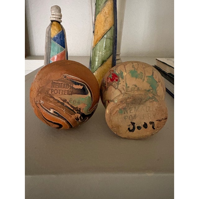 Pair of Vintage Nemadji Pottery Swirl Bud Vases For Sale - Image 12 of 12