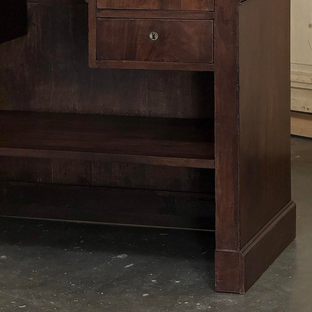Rare Louis Philippe Period Marble Top Concierge Counter With Original Hand Forged Brass Gallery Rail For Sale - Image 14 of 18
