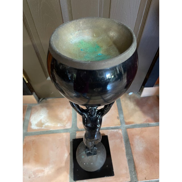 Art Deco American Art Deco Frankart Nude Metal Two-Foot Ashstand Remake by Sarsaparilla For Sale - Image 3 of 9