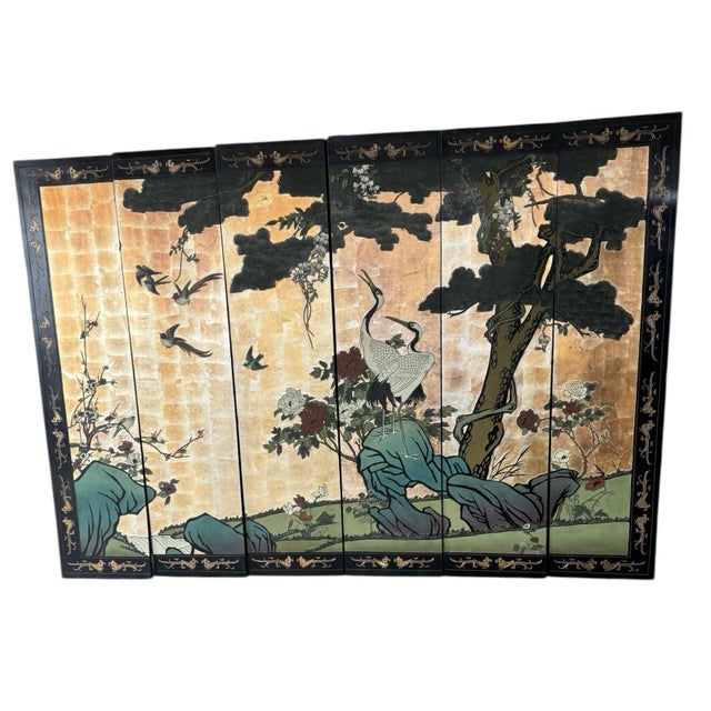 Stunning Mid-20th Century Chinese Export Six-Panel Coromandel Screen For Sale In Phoenix - Image 6 of 11