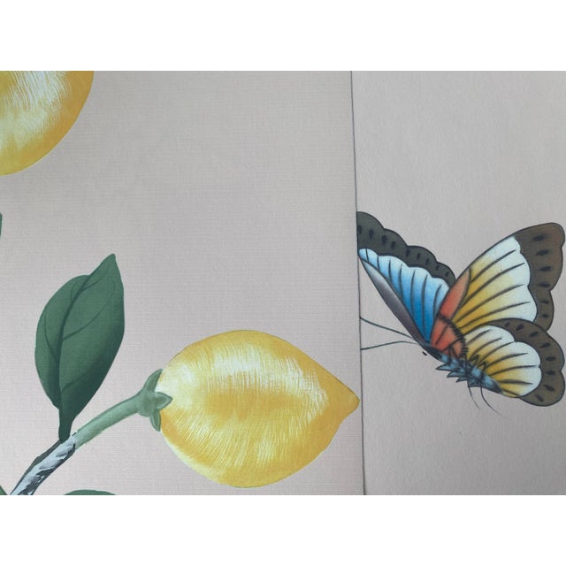 1： Commodity: Chinoiserie Light Pink Lemon Garden & Butterflies Wallpaper Panels Bring the timeless charm of Mediterranean...