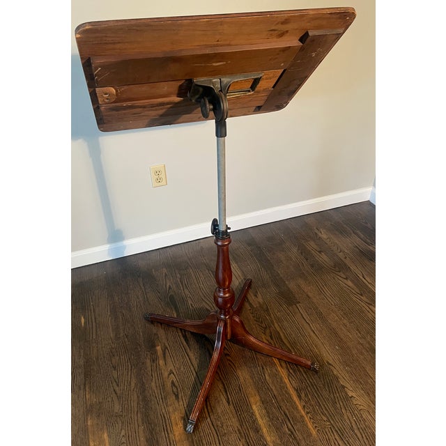 1900 - 1909 Victorian Music Stand Podium Book Stand Mahogany & Wrought Iron Adjustable 1890s For Sale - Image 5 of 12