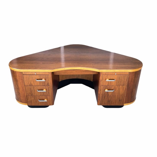 1940s Moderne Art Deco Fletcher Aviation Triangular Desk For Sale - Image 13 of 13