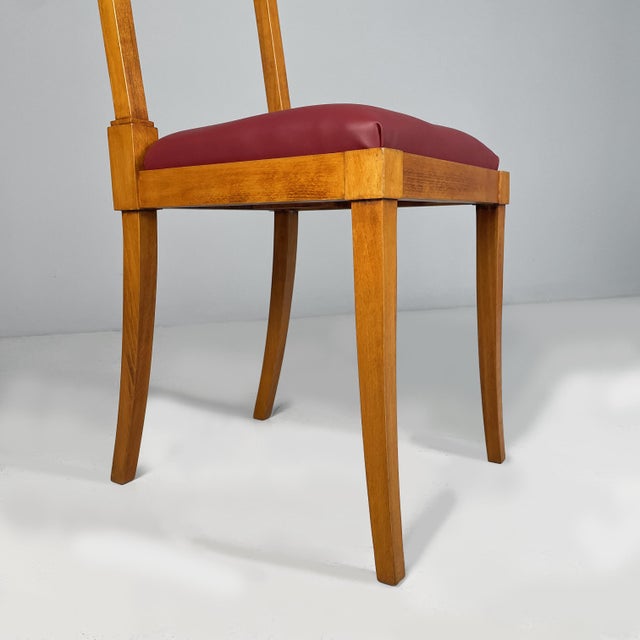 Mid-Century Modern Italian Wooden Chairs with Burgundy Sky, 1940s, Set of 6 For Sale - Image 12 of 15