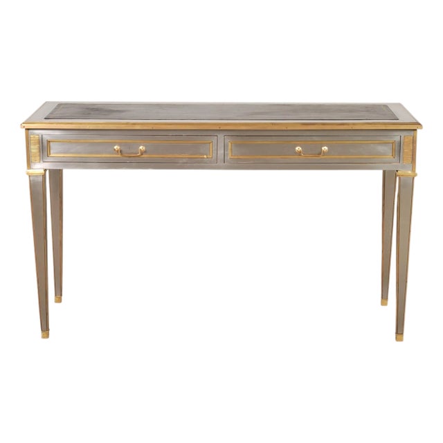 John Vesey Style Steel and Bronze Neoclassical Desk or Console For Sale