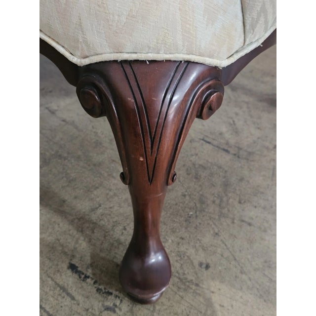 Brown Late 20th Century Southwood Mahogany Queen Anne Style Wing Chair Flame Stitch Fabric Made Usa For Sale - Image 8 of 10